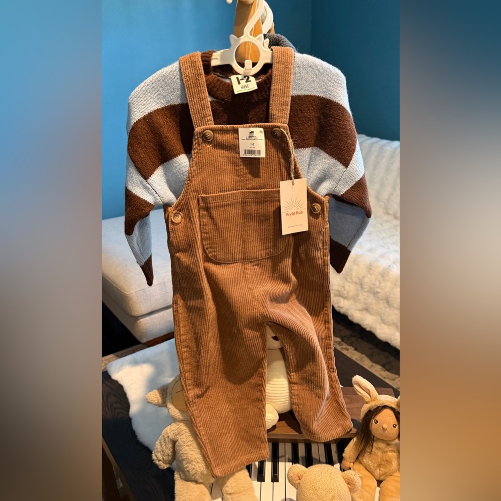 WILD BUB corduroy jumper & COTTON ON striped sweater NWT